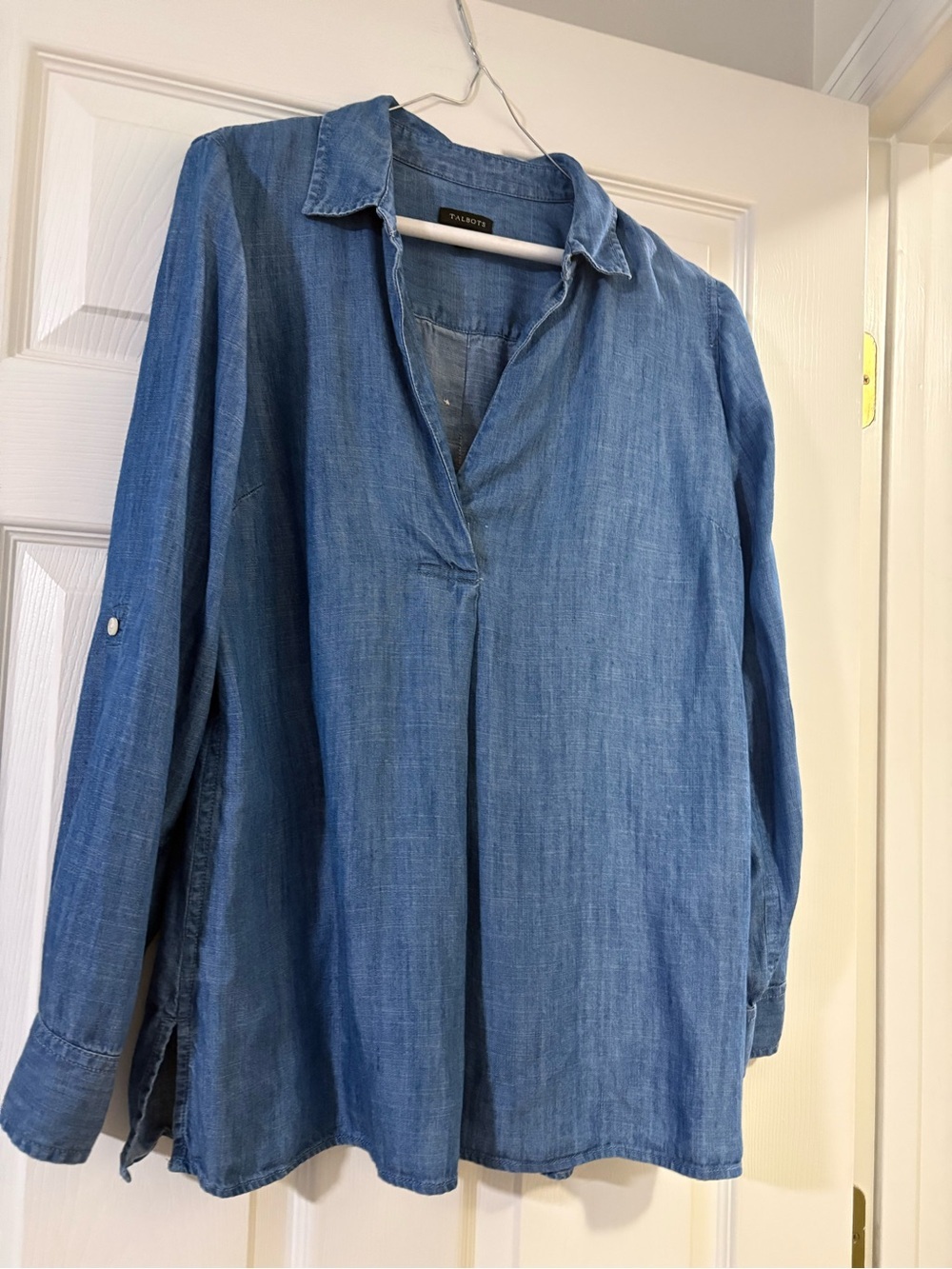 Talbots Light Blue Denim chambray Top size Small